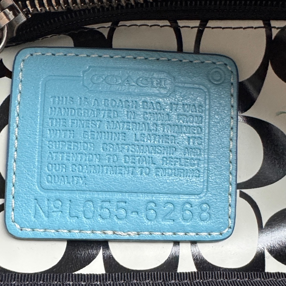 Coach Black Tote with Light Blue Accents and Cream Trim - Picture 7 of 16